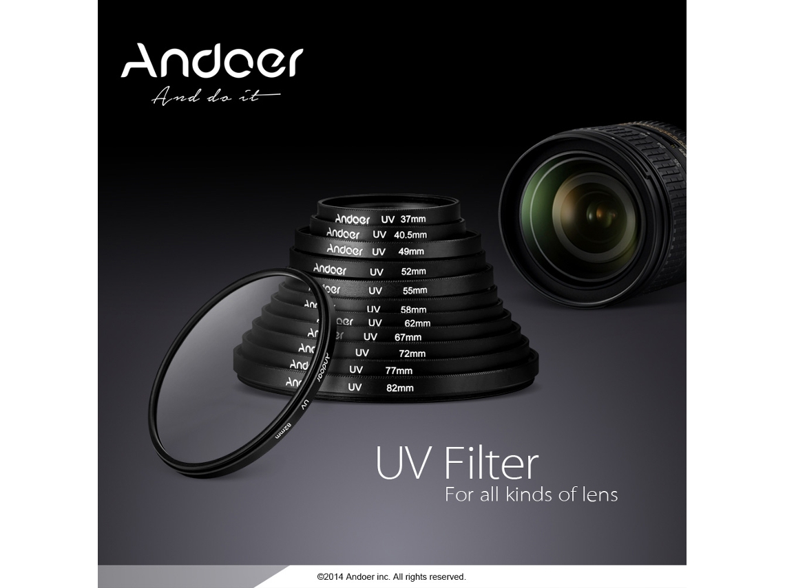 Filtro Uv 49mm Andoer Protector De Lente Ultra Violeta Para Cámara Dslr Canon Nikon