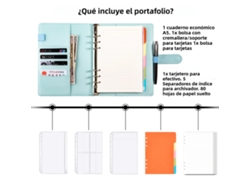 Funda para cuaderno de hojas sueltas de piel sintética, tamaño A5, para proyectos de bricolaje, con 80 páginas interiores, color azul.