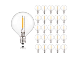 25 bombillas LED retro G40 1w E12 220v Blanco cálido 2200k Cristal transparente Mdug