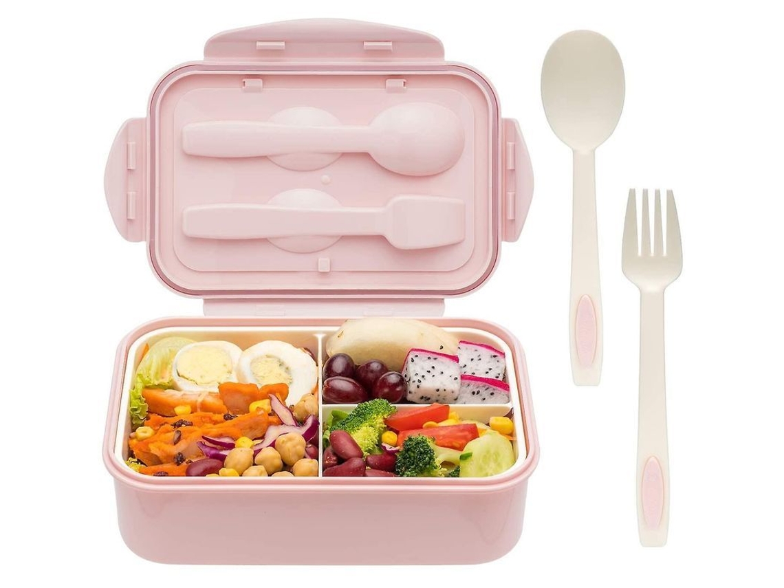 Bento Box Adulto 1400 Ml - Recipiente De Almoço Para Crianças Com Colher E Garfo - Resistente E Hermético Para Comidas Portáteis