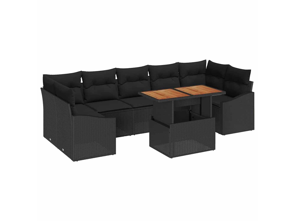 Maison Exclusive - Conjunto De Comedor De Jardín Con Cojín 8 Pcs Negro Y Marrón