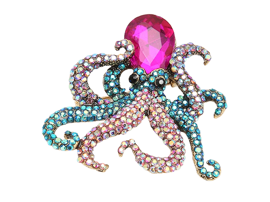 Reloj De Pulsera Analógico Redondo De Cuarzo Para Mujer Con Diamantes De Imitación, Diseño Dorado Y Broche De Pulpo.