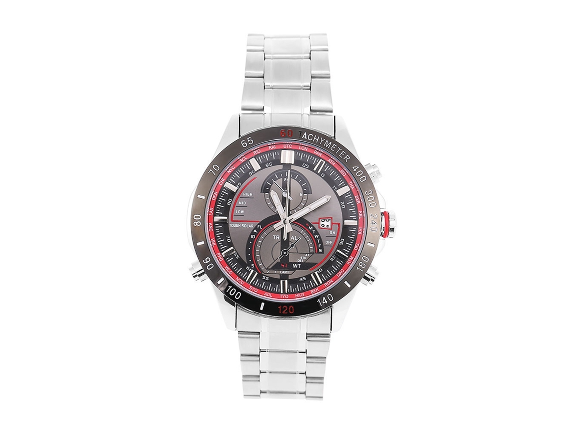 Relógio Casual Masculino De Couro Marrom Escuro Com Pulseira De Pu E Caso Dourado Rosa