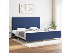 Cama Sin Colchón Tela Azul 200x200 Cm