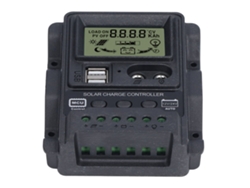 Controlador de carga solar con 2 puertos USB, LCD, PWM, 12 V/24 V, 10 A, control de iluminación, 130 W/260 W
