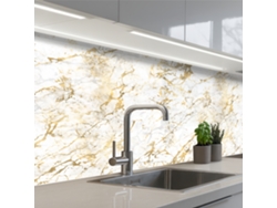 Salpicaderos De Cocina Salpicaduras Doradas - Blanco - Mármol 150x60 Cm