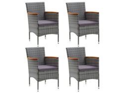 Conjunto 4 Sillas de comedor para jardín VIDAXL ratán sintético gris