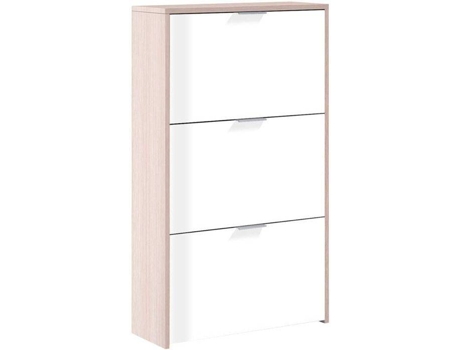 Armario para Zapatos HABITDESIGN Snow (Blanco - Roble - Melamina - 60 x 113 x 22 cm)