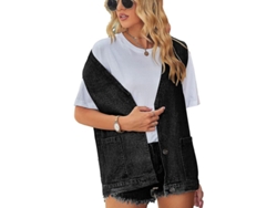 2026-chaleco Vaquero Oversize Para Mujer Washed Desgastado Botones Sin Mangas Camisa Casual Primavera Otoño