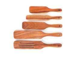 Juego de 5 espátulas de teca para cocina, espátula para carne, herramienta de cocina resistente al calor S/BRAND