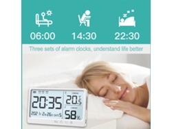 Reloj Despertador Con Termómetro Lcd De Alta Precisión Y Higrómetro Para Medir La Temperatura Y La Humedad Tanto En Interiores Como En Exteriores.