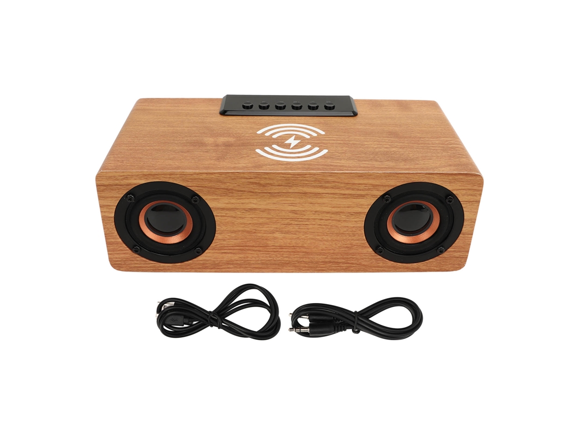 Reloj Despertador Bluetooth De Madera Con Altavoz, Radio Fm Y Cargador Inalámbrico Para El Dormitorio.