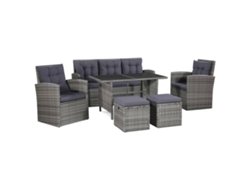 Conjunto de jardín de 6 piezas con cojines, ratán gris, DKD Home Decor