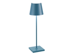 Lámpara de mesa LED azul Zafferano Poldina Pro, recargable, regulable, hasta 12 horas de duración de la batería, IP65 apta para uso en exteriores.