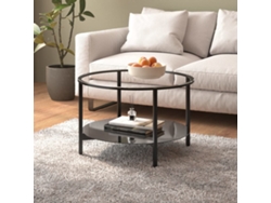 Mesa de centro HARLANV1 de 70 cm en cristal templado negro y transparente.