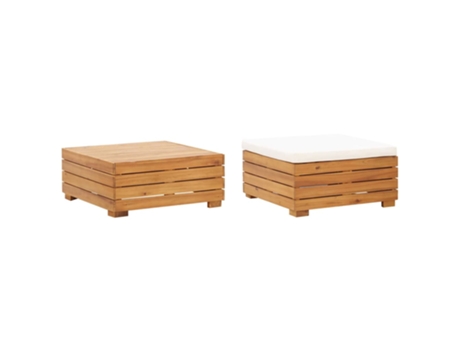 Mesa de jardín VIDAXL Blanco Madera de acacia (68x68x30 cm)