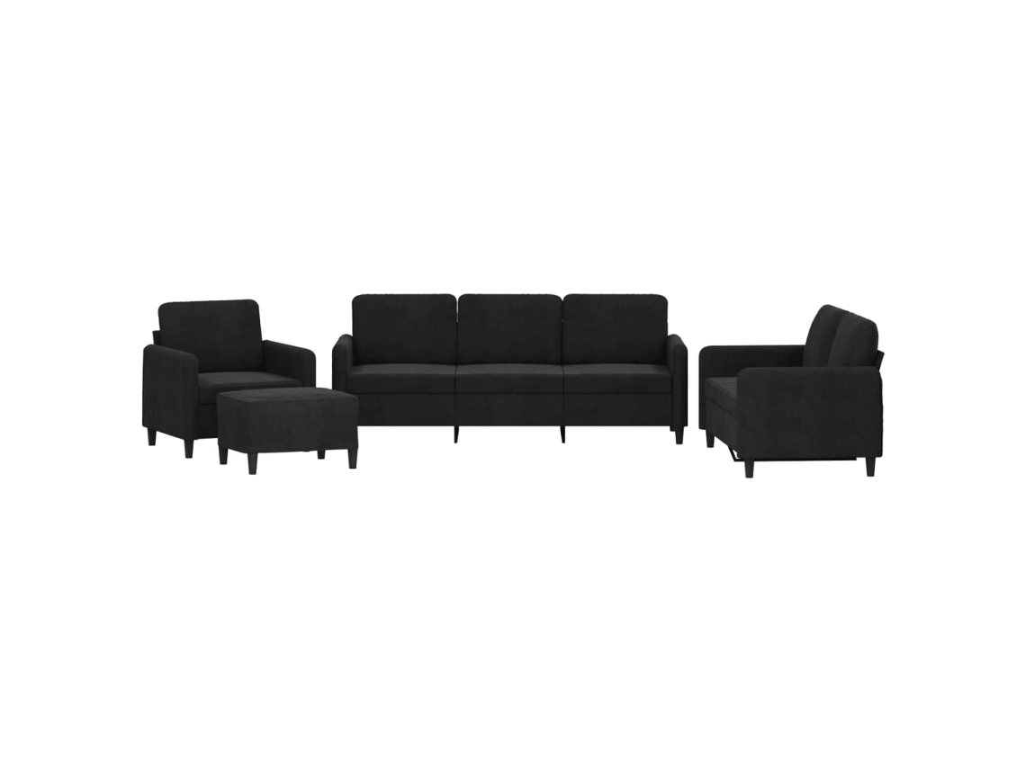 Maison Exclusive - Juego De Sofás 4 Piezas Terciopelo Negro