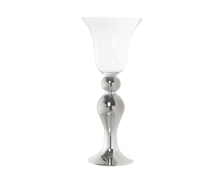 Jarrón ALEXANDRA HOUSE LIVING Transparente Plateado Cristal 23 x 23 x 57 cm