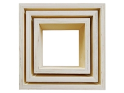 3 pequeños estantes de madera cuadrados 22 x 22 x 8 cm