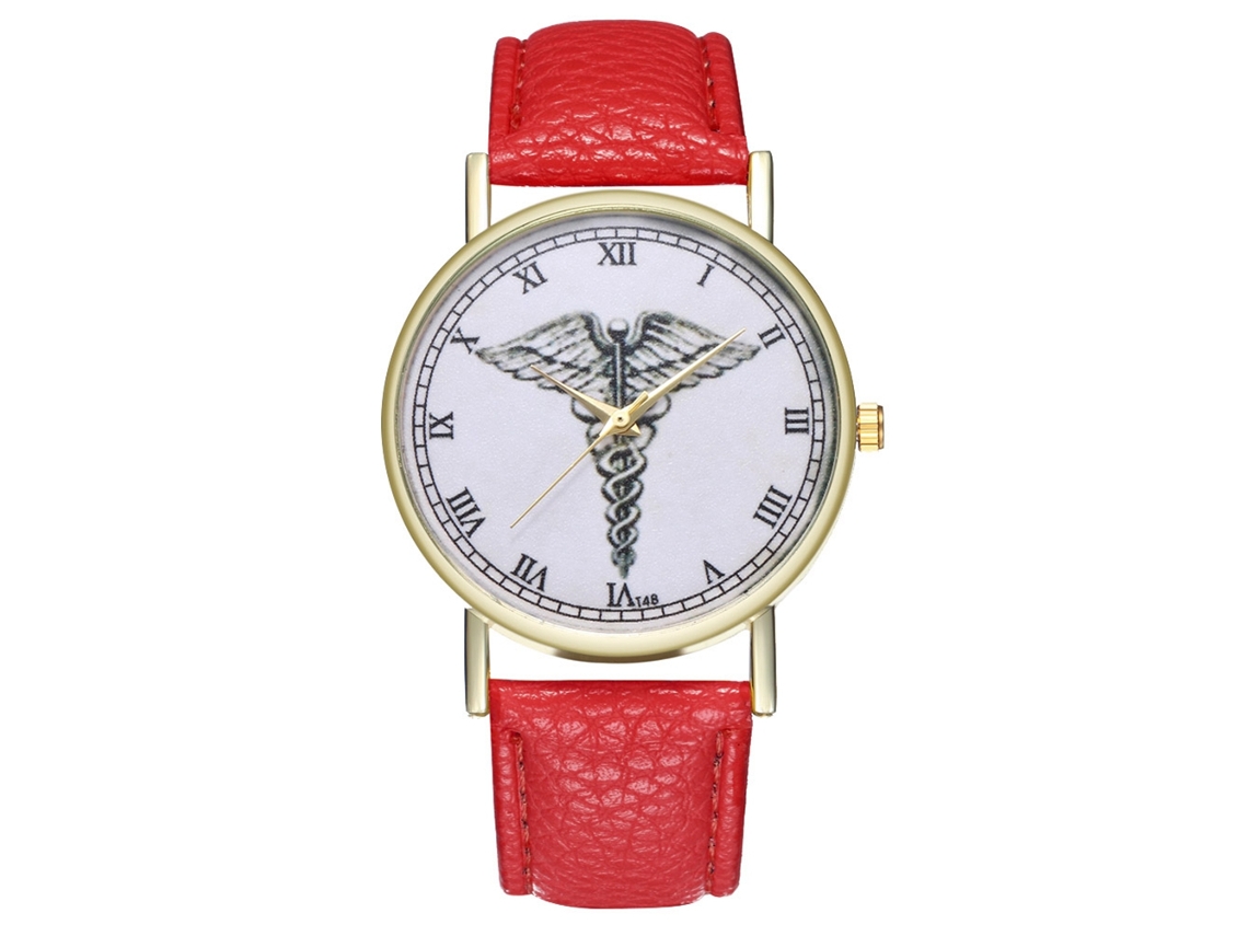 Reloj De Pulsera Unisex De Piel Sintética Con Números Romanos, Movimiento De Cuarzo Para Parejas, Color Rojo.