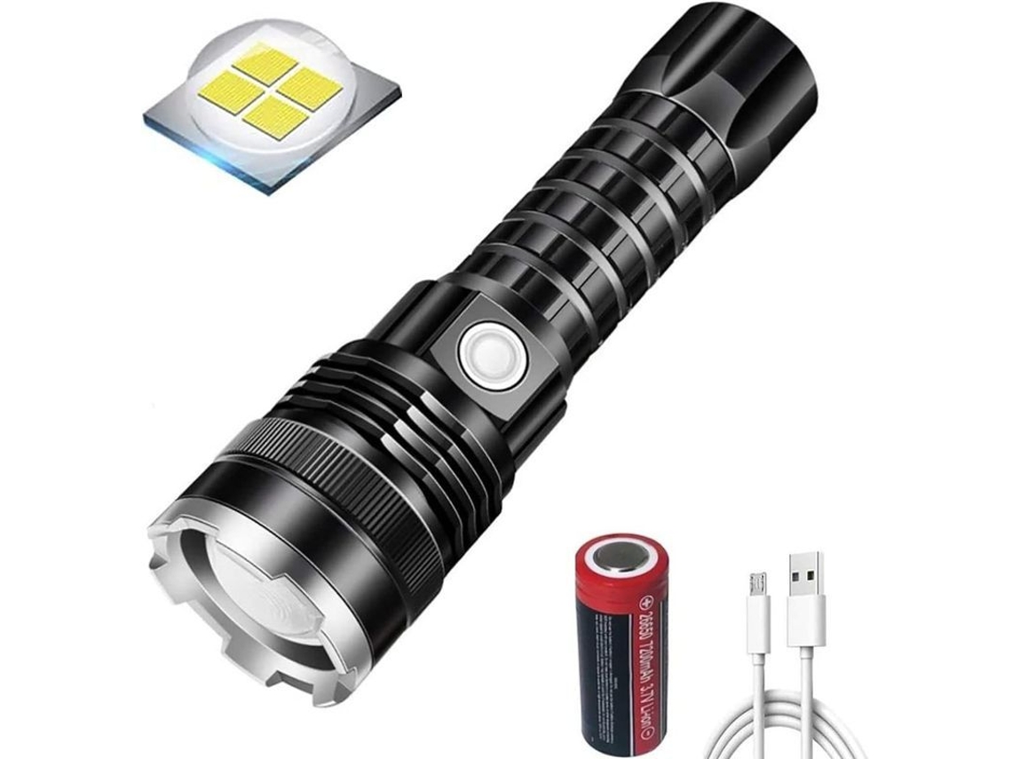 2026-linterna Led Recargable Ultra Brillante 20000 Lumens 5 Modos Ajustable Zoom Impermeable Ipx5