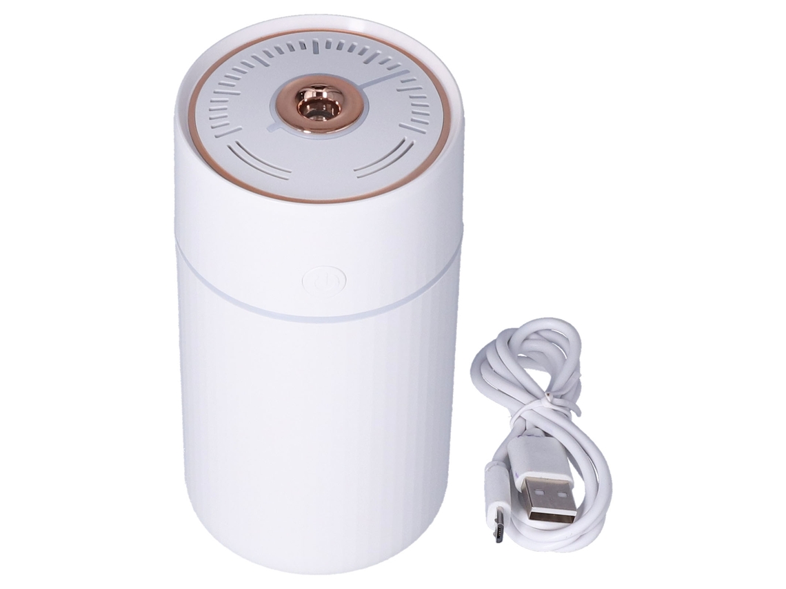 Mini humidificador de aire portátil con LED de colores, 2 modos de filtro de aire y cable USB para coche, hogar y oficina.