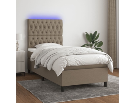 VIDAXL Colchón con somier/LED (Gris - Tela - 90 x 190 cm)