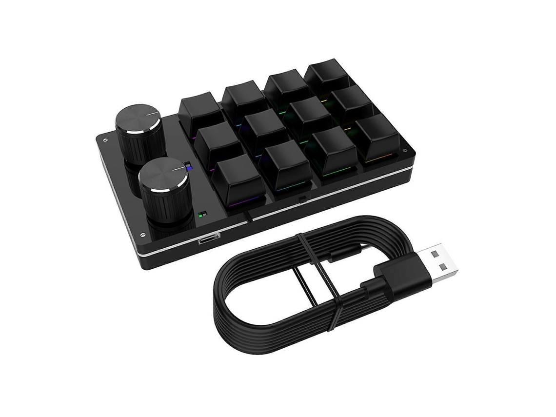 Teclado mecánico para juegos macro de 12 teclas y 2 botones, teclas programables con LED para edición de juegos, color blanco Ly Ebike