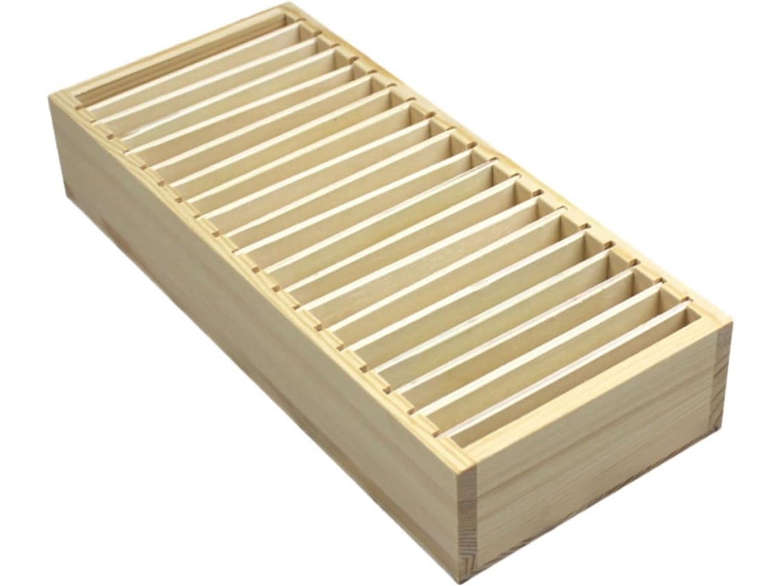 Caja Para Tarjetas De Visita De Madera Natural Con Compartimentos Modulares Y Almacenamiento Multifuncional Desmontable.