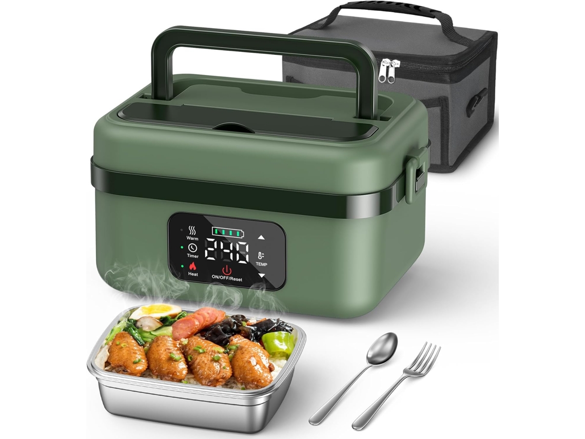 Fiambrera eléctrica inalámbrica para adultos, 16000 mAh, recargable, autocalentable, con temporizador, bolsa térmica de oficina de 1 l/34 oz, Viewleaf