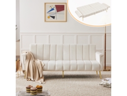 Sofá Cama Plegable, Respaldo Con 5 Ángulos Ajustables Independientes, Pata De Apoyo, Tejido De Terciopelo, Color Beige