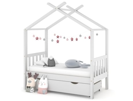 Estructura De Cama De Niños VIDAXL Blanco Madera (140x70x190 cm)