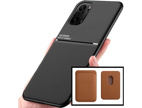 Kit Carcasa y Protector Xiaomi Poco F3 PHONECARE Magnetic Lux Marrón