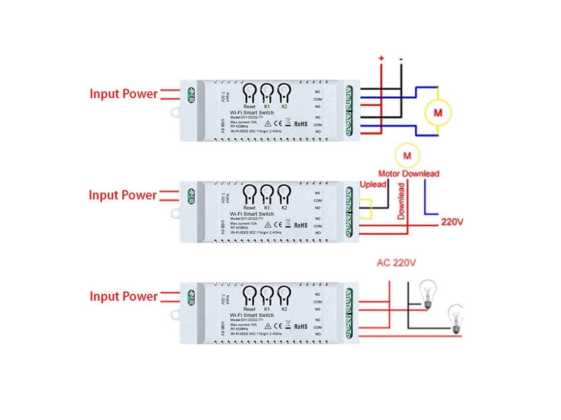 Módulo Controlador De Interruptor Inteligente Tuya Wifi Rf 5v 12v Con Control Por Aplicación Y Alexa, 1/2/4 Canales