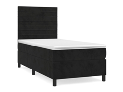 Maison Exclusive - Cama Box Spring Con Colchón Cuero Sintético Negro 90x190 Cm