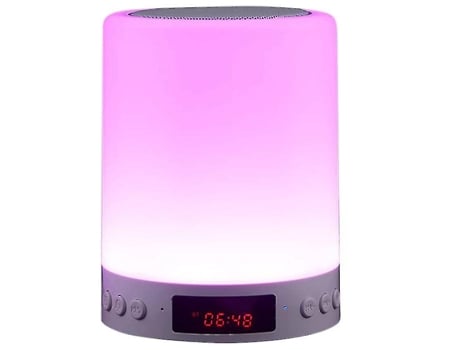 Altavoz Bluetooth multifuncional colorido luz nocturna dormitorio escritorio despertador inteligente Fmbranco Radio altavoz BISBISOUS