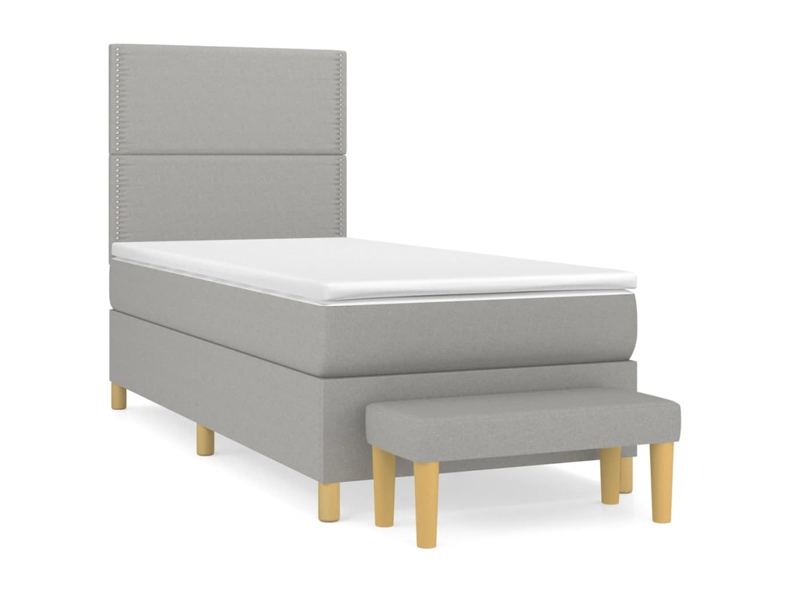 Maison Exclusive - Cama Box Spring Con Colchón Tela Gris Claro 90x190 Cm