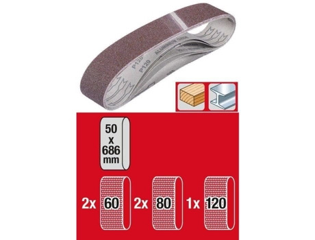 Juego De 5 Bandas Lijadoras 50 X 686 Mm KWB