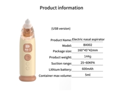 Aspirador Nasal Eléctrico Para Bebés, 3 Niveles De Succión, Silencioso, Con Música, Luz Y Batería Integrada.