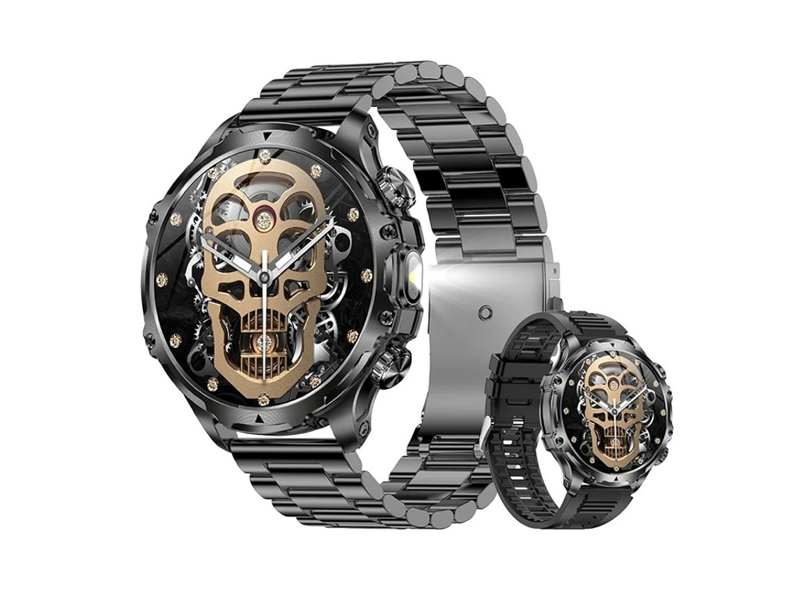 Smartwatch Ak75 Linterna Bluetooth Llamadas Batería De Larga Duración Para Uso Externo Yizhood (negro)