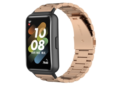 Correa de acero inoxidable tres cuentas con hebilla para Huawei Band 7 - oro rosa