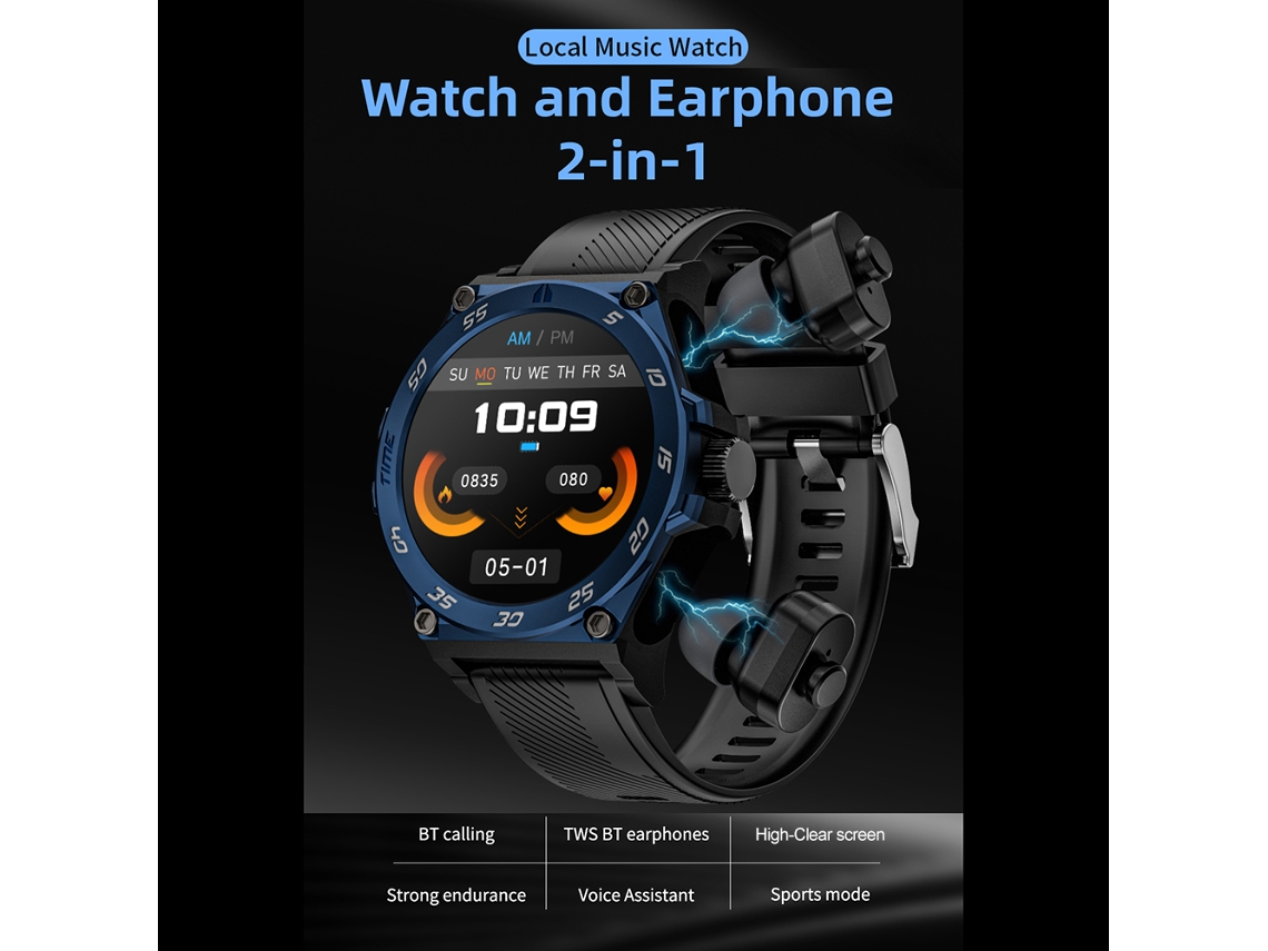 Reloj Inteligente Con Auriculares Pantalla Ips De 1.53 Pulgadas Llamada Bt Monitor De Fitness, Deportes Y Salud Ip67