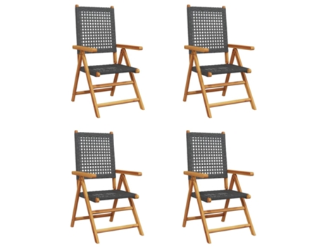 Conjunto 4 Silla De Jardín VIDAXL Negro Madera