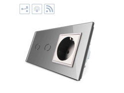 Conmutador Táctil 2 Botones + Enchufe Frontal + Remoto LEDBOX