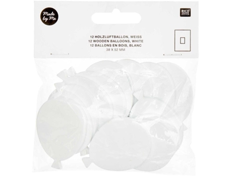 12 globos de madera blancos - 52 mm