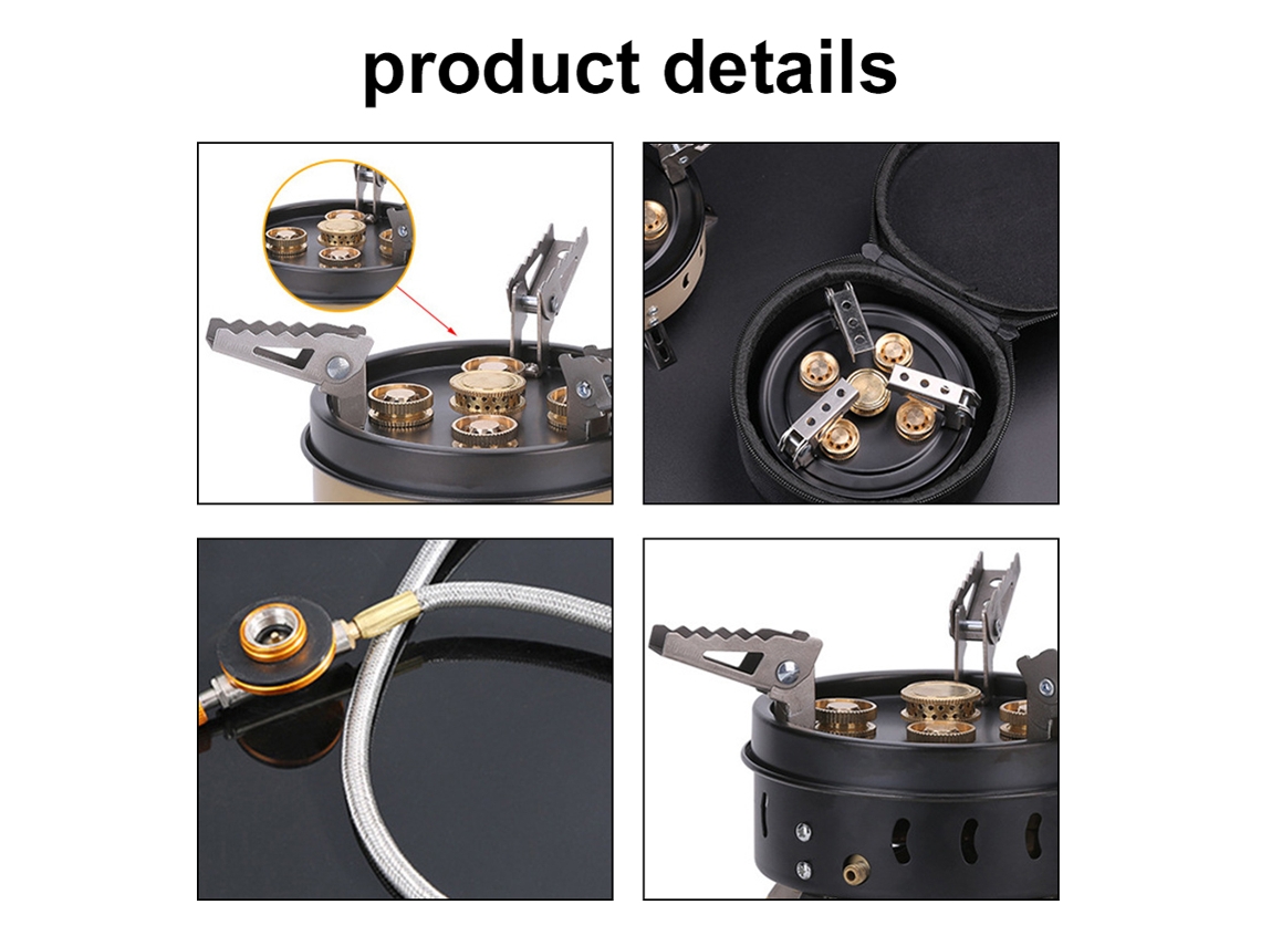 Hornilla de gas portátil plegable para camping, picnic y senderismo, de alta potencia y tamaño compacto. Accesorio de cocina independiente.