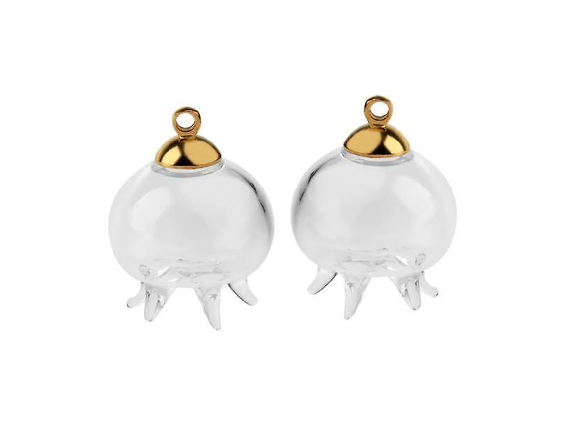 9x2 unidades Mini Botellas de Vidrio Vacías con Forma de Medusa, Colgantes de Deseos, Adornos Dorados Rosewell