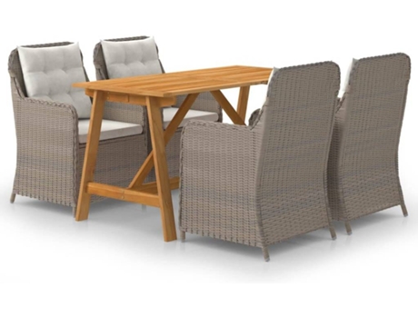 Conjunto 5 de comedor para jardín VIDAXL marrón