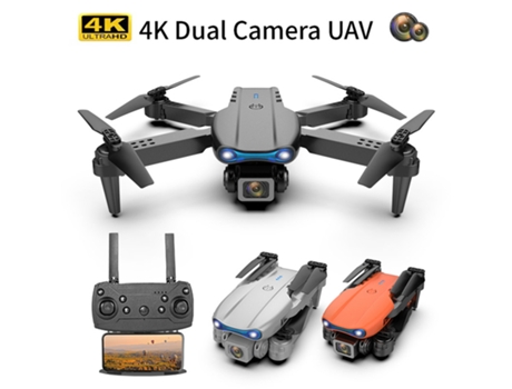Dron de control remoto con cámara 4K (Cámara doble - Duración de la batería: 15 min - Negro)