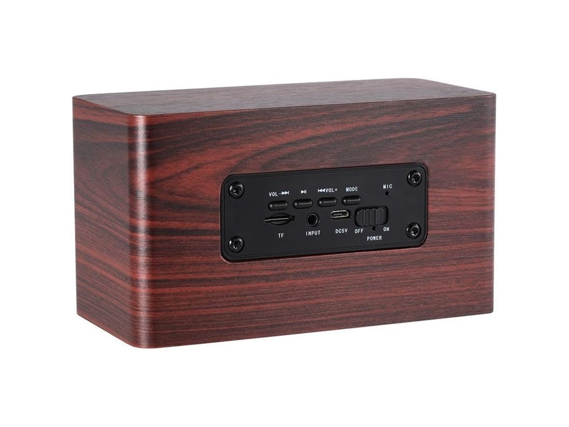 Altavoz Bluetooth W5 De Madera Roja Con Acabado Granulado, 6 W, Doble Altavoz, Bluetooth 4.2